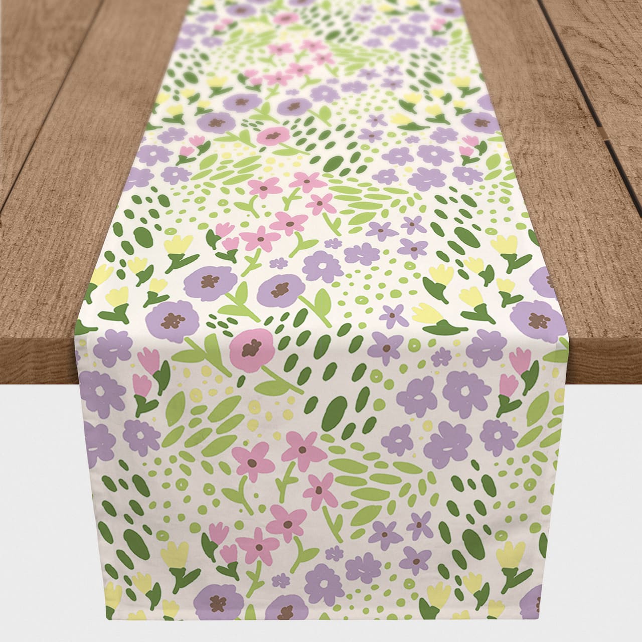 Whimsical Spring Floral Runner 2 16" x 90" Cotton Twill Runner